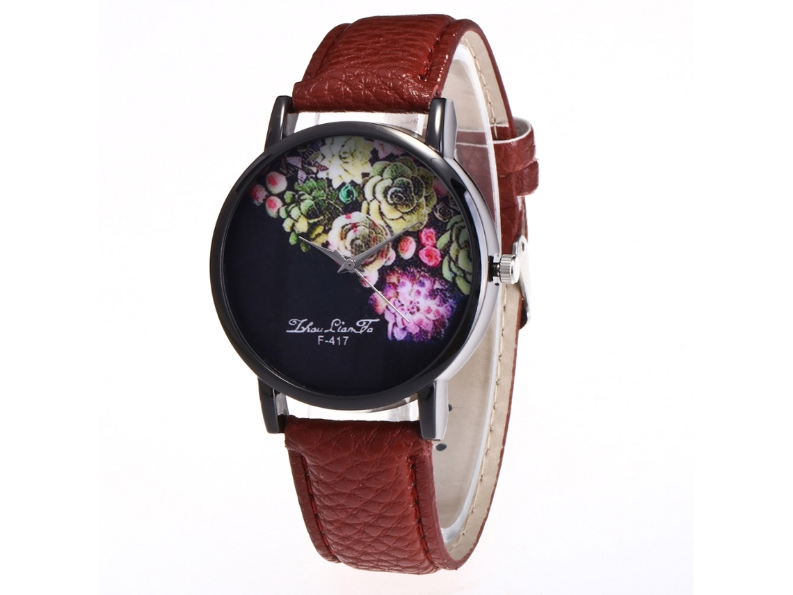 Relógio Zhoulianfa Fashion Casual para Homens e Mulheres com Pulseira de Couro Marrom
