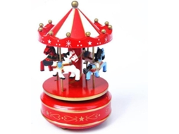Caixa de Música Carrossel em Madeira com 7 Cavalos, Brinquedo Sky Castle para Natal e Aniversário AQUAFORGE