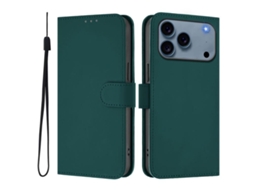 Capa De Couro Sintético Para Iphone 17 Pro Max - Toque Suave - Cor Sólida - Com Cordão