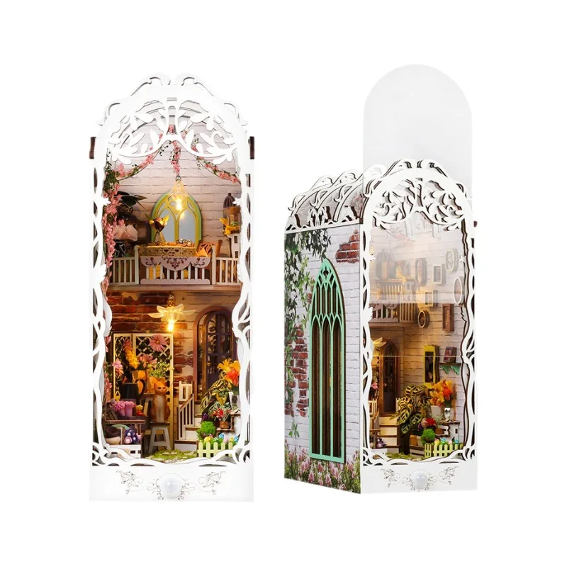 Kit Diy de Suporte de Livros Sensorial Mágico, Mini Casa de Jardim 3d em Madeira MDUG