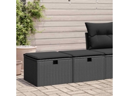 Vidaxl 2 Pcs Conjunto Sofás Jardim C/ Almofadões Vime Pe/acácia Preto