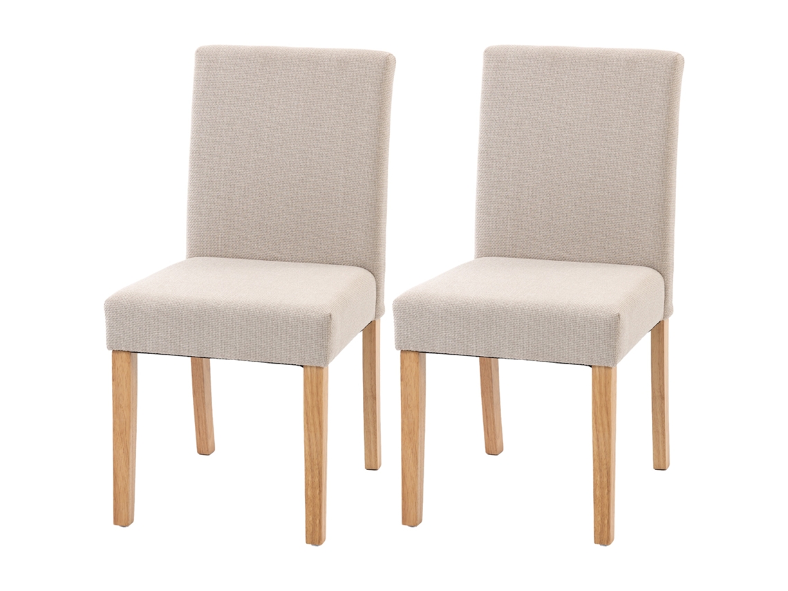Conjunto De 2 Cadeiras, Em Madeira E Linho, Para Sala De Jantar, Com Estofadas, Assento E Encosto Acolchoados E Pés Seringueira