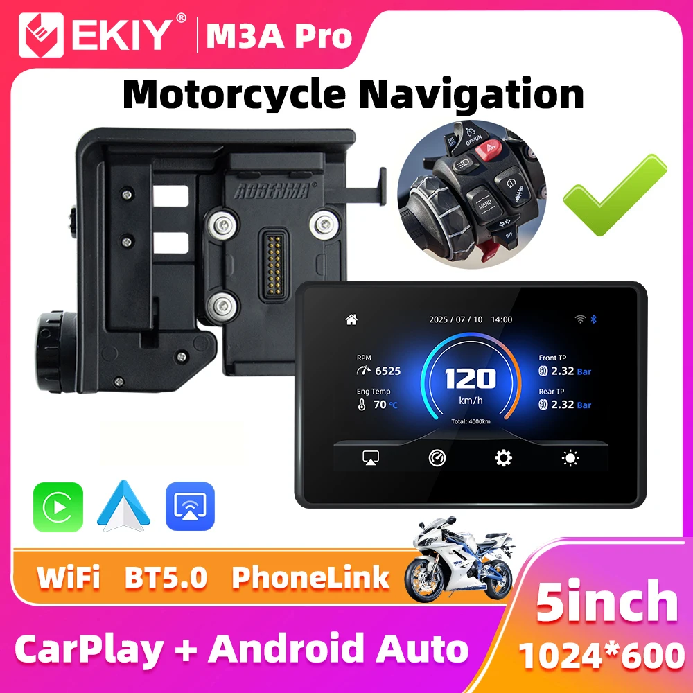 Ekiy 5.0 Polegadas Bmw Motorcycle Gps Carplay Android Auto M3a Pro