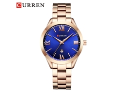 Relógio Feminino De Quartzo À Prova D'água (dourado Rosa E Azul) Com Mostrador Romano E Calendário Simples.