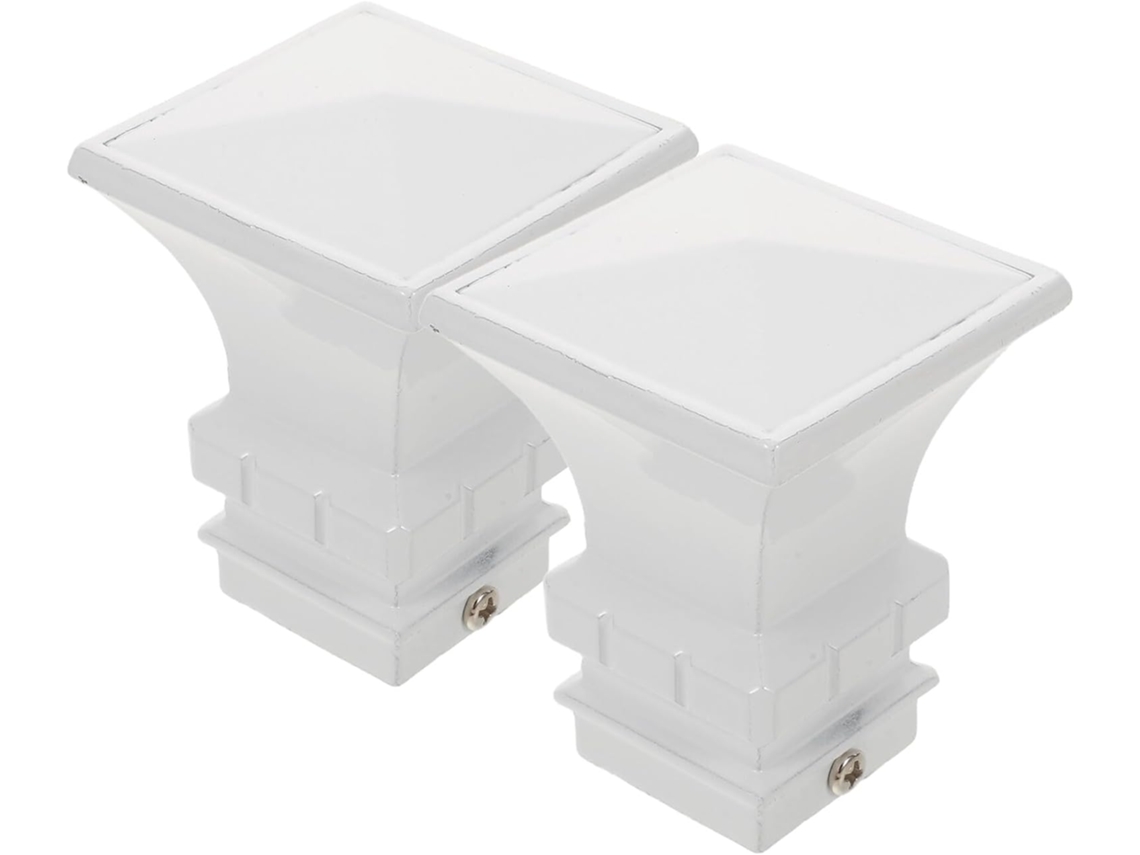 Conjunto De 2 Ponteiras Quadradas Para Varão De Cortina, Ponteiras Decorativas De Metal Branco, Pont Gokoco