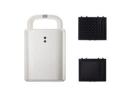 SFUSHOS Gofrera y Sandwichera de 220 V con dos bandejas europeas estándar, color blanco. Ideal para desayunar, tostar y asar.