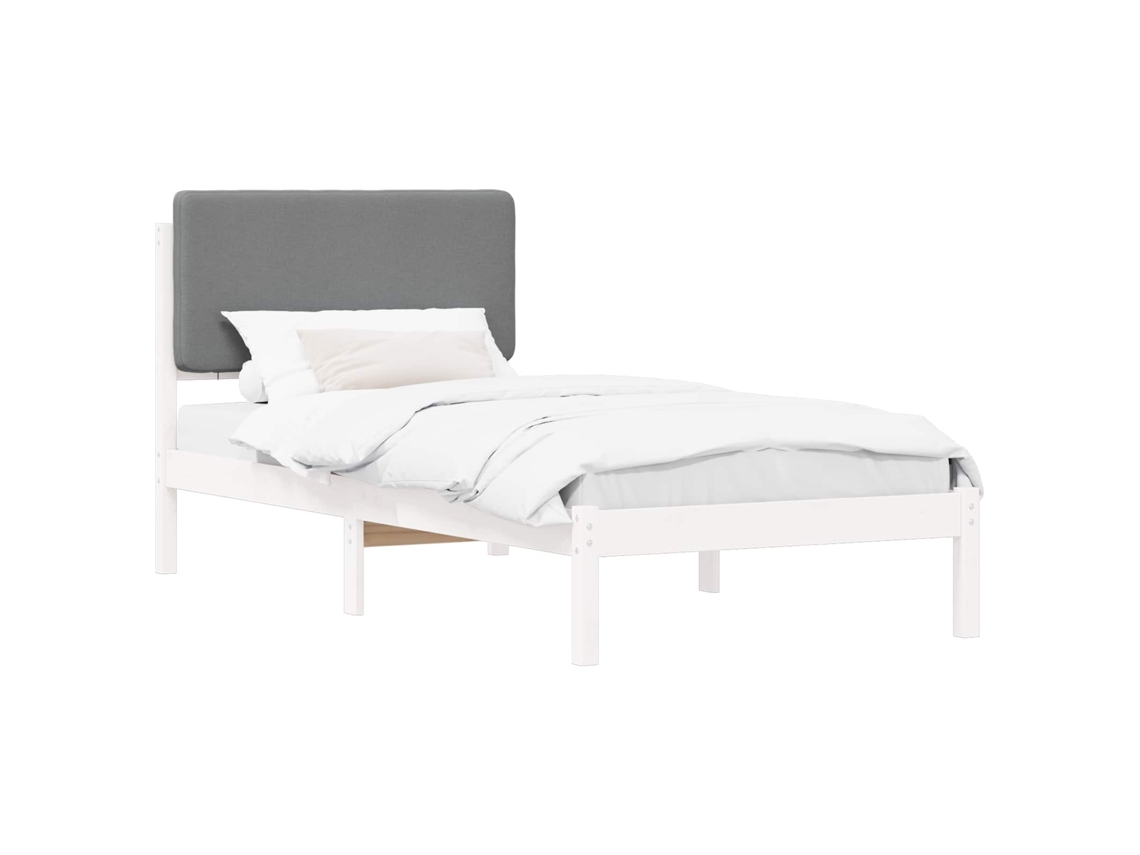 Estrutura de Cama com Cabeceira Estofada em Cinzento Claro MAISON EXCLUSIVE