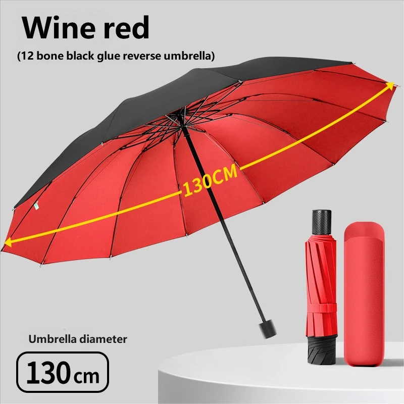 Guarda chuva de 12 Peças com Design Dobrável Grande, À Prova de Chuva, Espesso e Reforçado. MDUG (vermelho 12k)