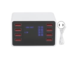 Carregador USB EOOCOO com 8 Portas e Display LCD