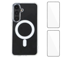Capa Transparente Para Samsung Galaxy S24 Wanlonfeng Série Lm1 Compatível Com Magsafe Com 2 Películas De Tela (orifício Grande Para Lente) Transparen
