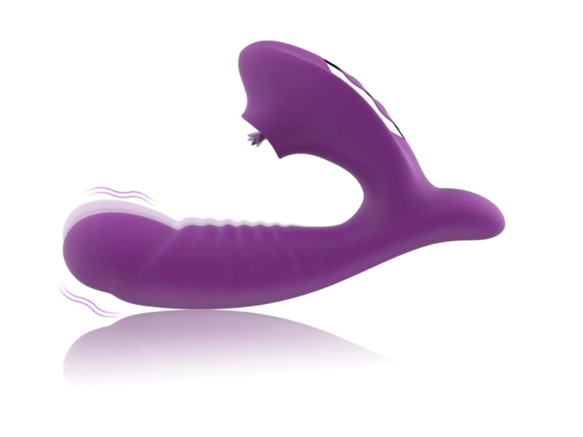 Brinquedo Vibrador Vibrador Para Lamber A Língua E Ponto G 2 Em 1 Para Mulheres, 7 Lamber A Língua E 10 Modos De Vibração, Roxo