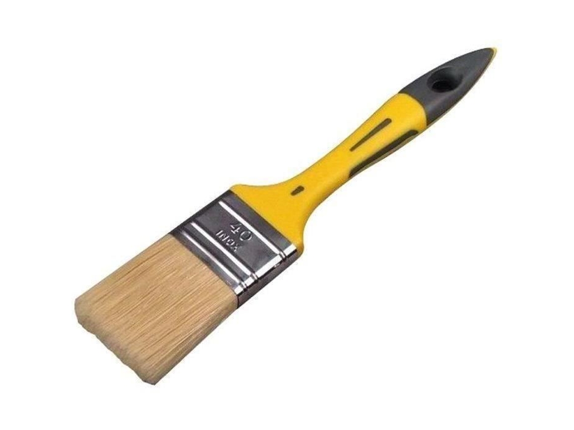 Pincel Plano Bimaterial Tinta Lacada Brilhante 30mm Amarelo Savy