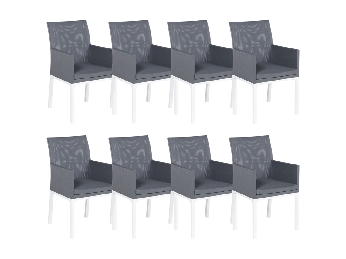 Conjunto De 8 Cadeiras Beliani Bacoli De Tecido Cinzento Escuro 52x62x91