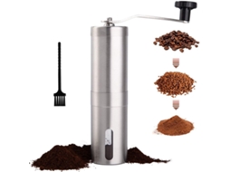 Moedor De Café Manual - Em Aço Inoxidável Com Escova Cerâmica Para Expresso, Prensa Francesa E Turco Prateado 18,6 X 14 4,8 Cm