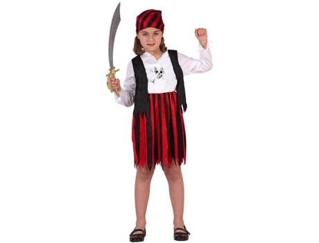 Fato de Menina DISFRAZZES Pirata Saia Vermelho E Preto (Tam: 5 a 6 anos)