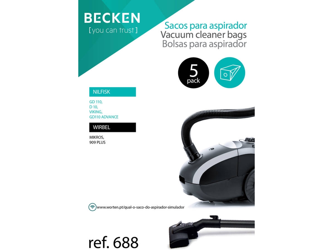 5 Sacos de Aspirador BECKEN Refº 688