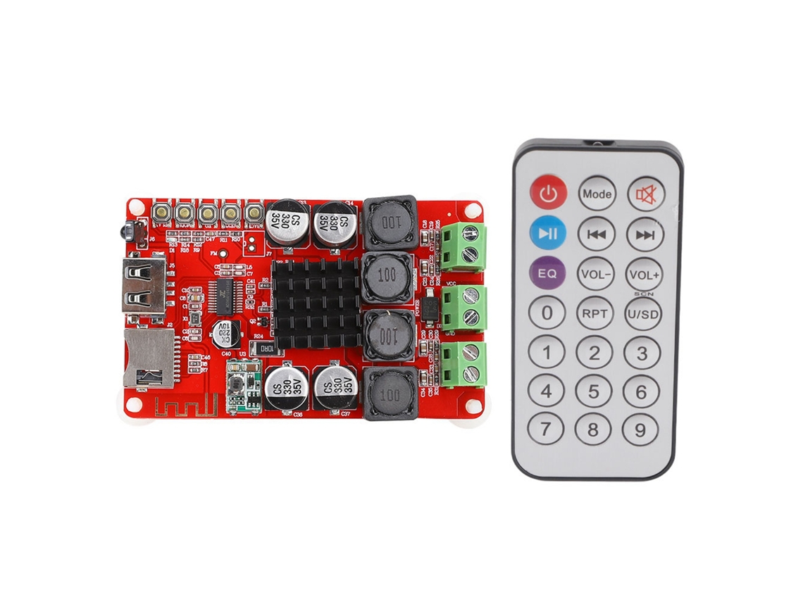 Amplificador Tpa3116 Receptor Bluetooth Remoto
