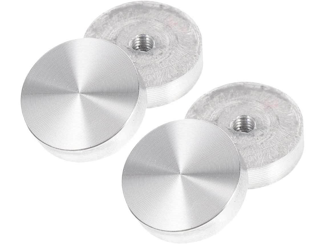 Conjunto De 4 Discos Redondos Liga Alumínio, Espessos E Prateados, Para Adaptador De Tampos Mesa Chá Vidro, Com Encaixe