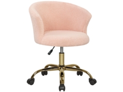 Cadeira De Escritório Ergonômica Giratória Com Ajuste De Altura E Base De Aço, Na Cor Rosa
