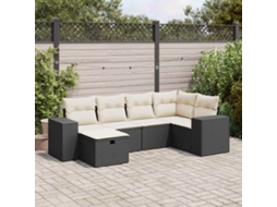Conjunto 6 Pcs Sofás de Jardim com Almofadões Vime Pe Preto PANGSHIYUAN