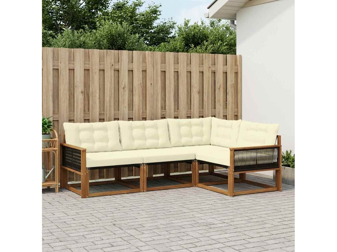 Vidaxl Conjunto De Sofás Para Exterior 4 Unid. Natural E Creme