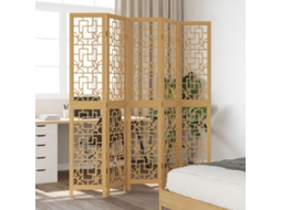 Biombo | Divisória C/ 5 Painéis De Madeira Paulownia Maciça Castanho Wsd827099 Adorável Casa