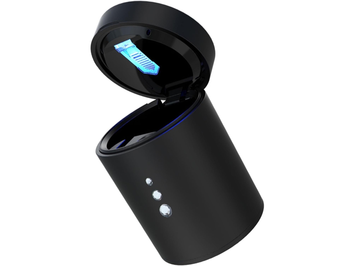 Mini Cinzeiro Portátil Com Tampa À Prova De Fumaça, Preto, Feito De Abs E Pc, Lixeira Para Carro