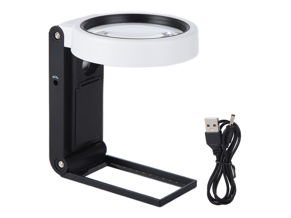 Lupa Multifuncional Th‑7018a Com Luz Led, Dobrável E Portátil, Ideal Para Leitura E Uso Doméstico