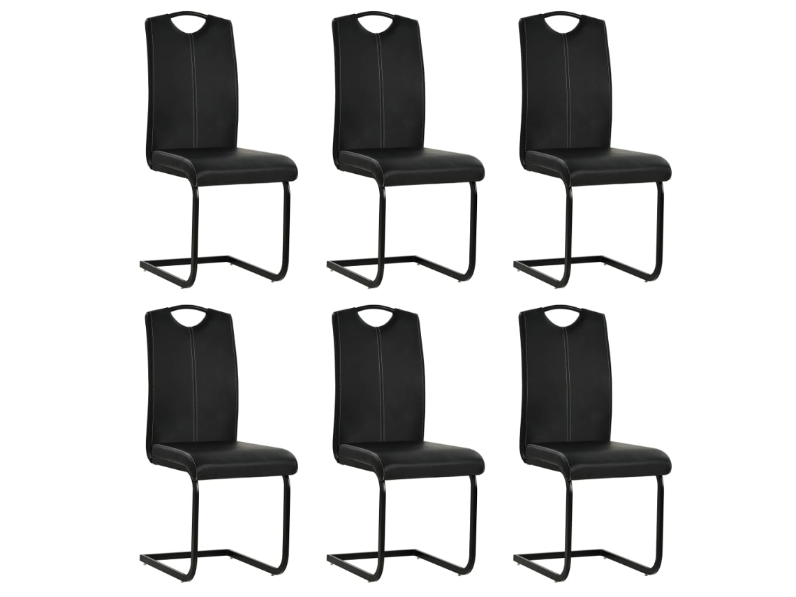 Vidaxl Cadeiras De Jantar Cantilever 6 Pcs Couro Artificial Preto