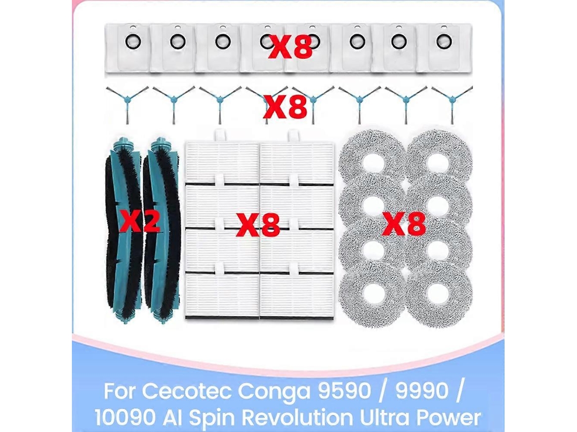 Kit Com 34 Peças Para Aspiradores Ai Revolution Ultra Power 9590/9990/10090: Escova, Filtro Hepa, Pano De Limpeza E Filtro De Pó._ozo