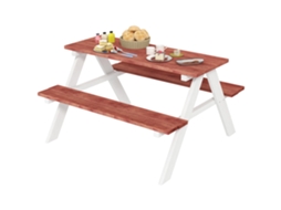 Mesa De Piquenique Para Criança Madeira De Abeto Cor Madeira E Branco 89x79x50 Cm Outsunny
