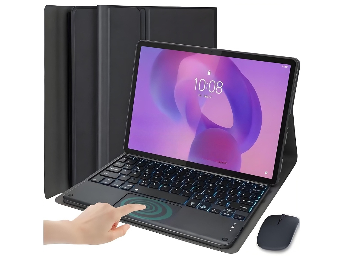 Capa Com Teclado Bluetooth Retroiluminado E Rato Para Lenovo Idea Tab Pro Gen 2 13 Polegada (português-preto)