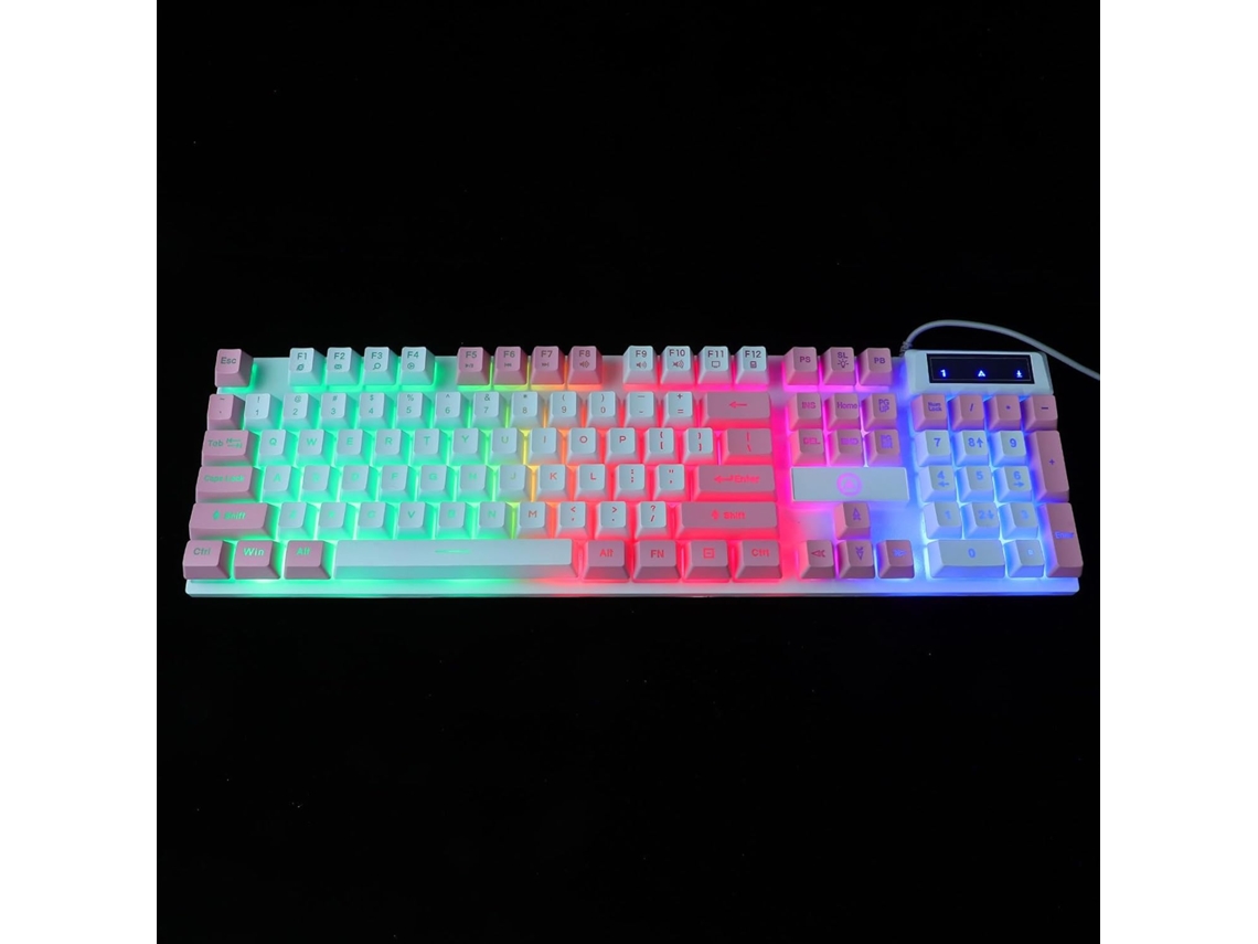 Teclado Mecânico Rgb Ergonômico, 104 Teclas E Branco.