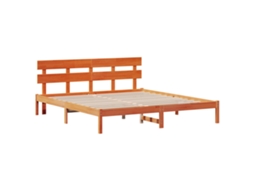 Conjunto 1 Estrutura Da Cama Vidaxl Castanho Madeira De Pinho Maciça (180 X 200 Cm)