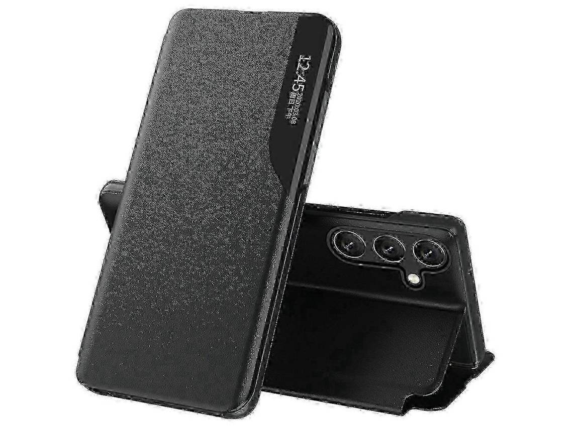Capa de Couro com Suporte para Galaxy S25+ Proteção Total em Verde e Preto