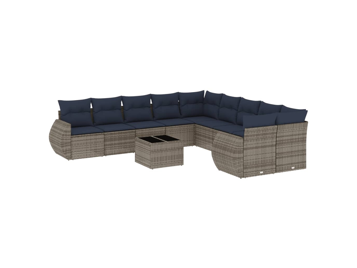 Conjunto de Sofá de Jardim, 11 Peças, Almofadas, Rattan Cinza MAISON EXCLUSIVE