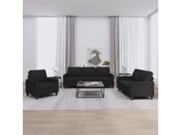 Vidaxl 3 Pcs Conjunto De Sofás Com Almofadões Tecido Preto