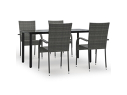 5 Pcs Conjunto de Jantar P/ Jardim Vime Pe Cinzento MAISON EXCLUSIVE