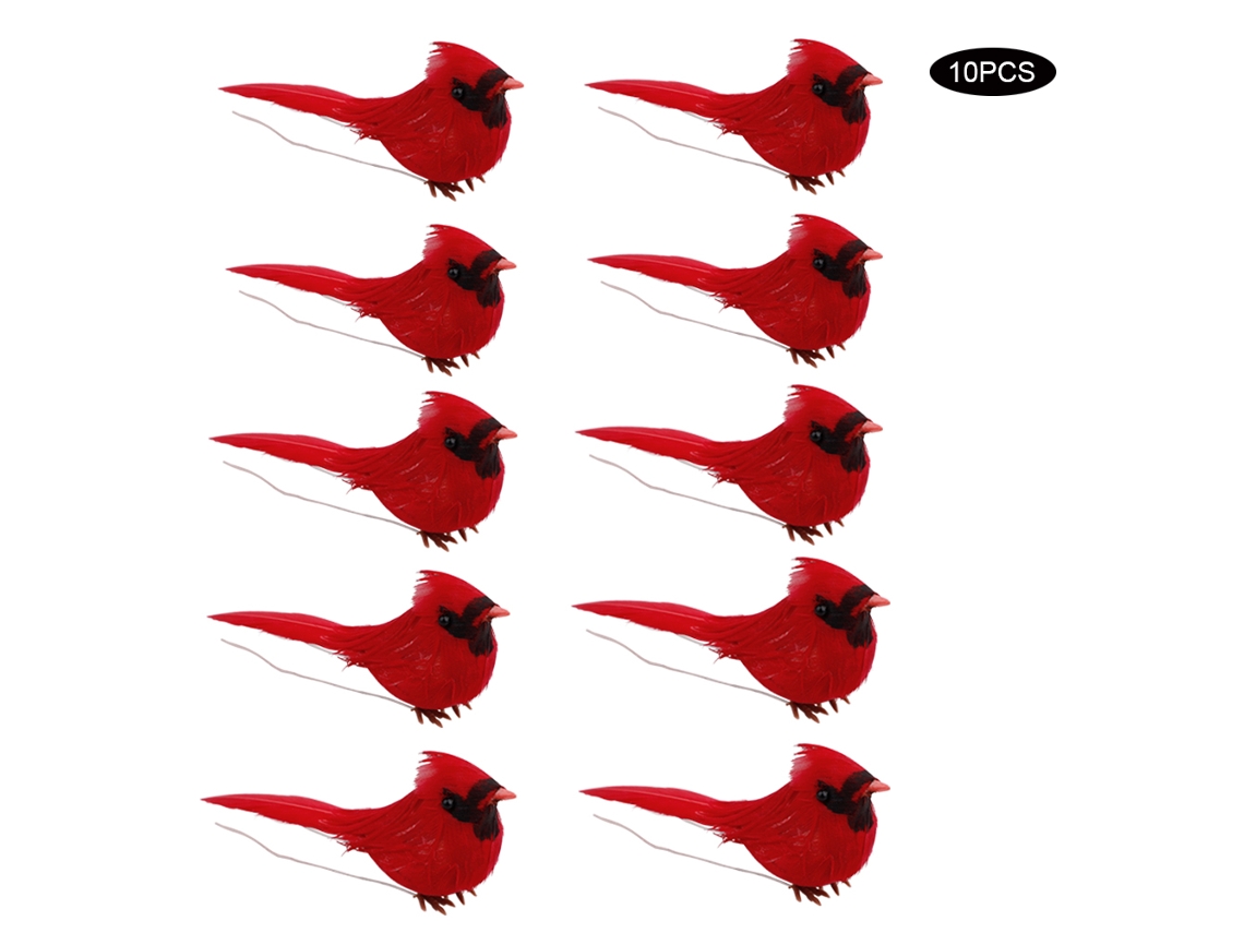 Laxiscreed Enfeite De Natal Pássaro Vermelho Pequeno Em Fio De Ferro — Pack Com 20 Unidades