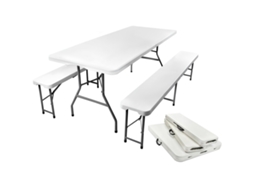 Conjunto De Mesa Dobrável De Jardim Com Bancos
