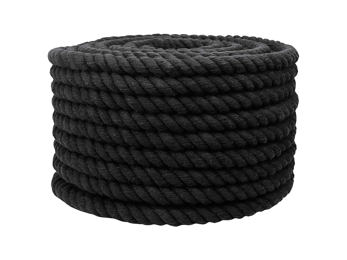 Vidaxl Corda De Algodão 24 Mm 50 M Preto 100% Algodão