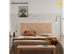 Cabeceira Estofada DESCANSIN Tecido Liso de Couro Sintético (180 cm - Bege)