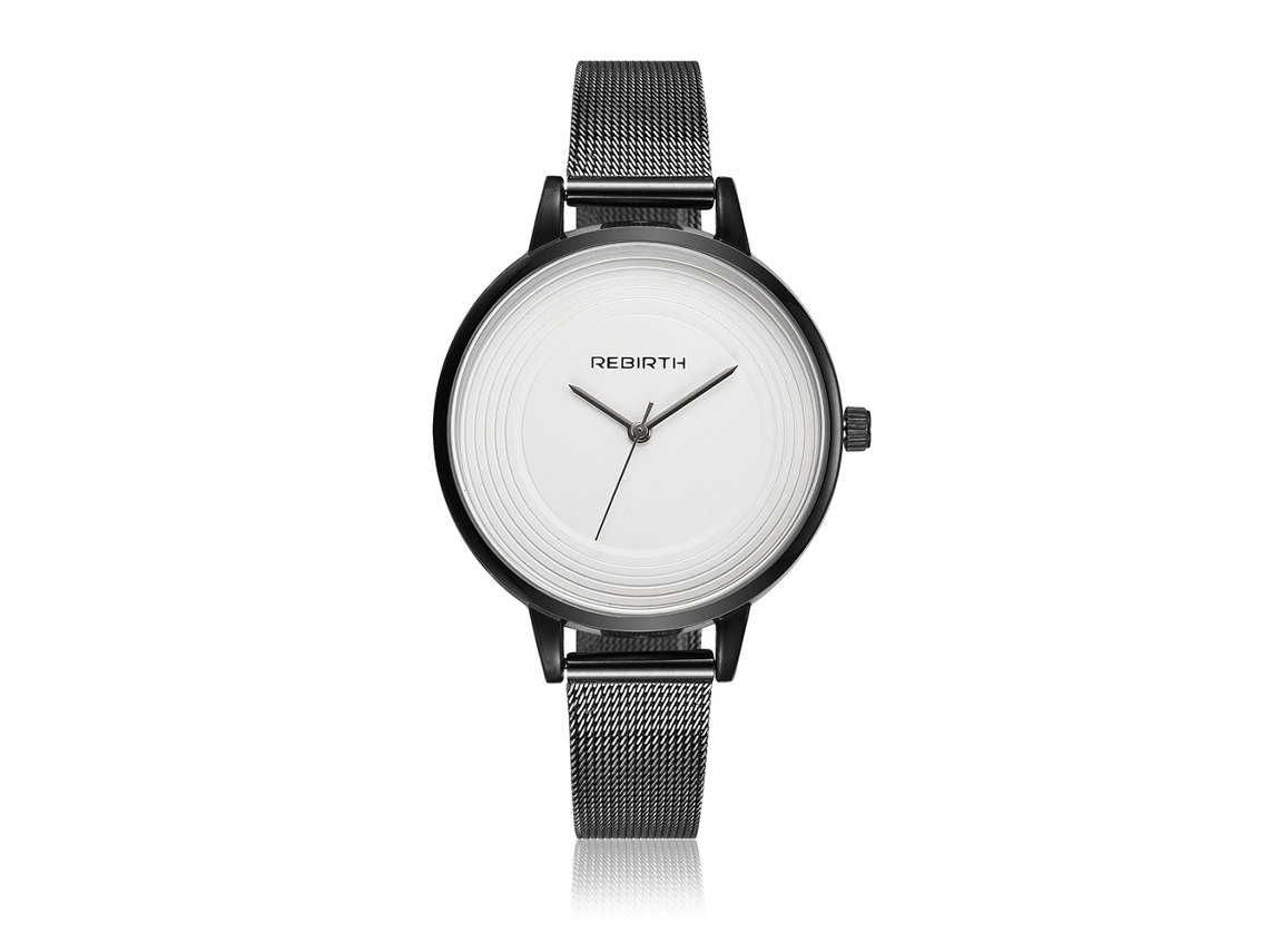 Relogio De Pulseira De Aço Re010b Quartzo Unissex Dial Redondo Simples Branco