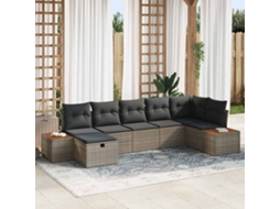 Vidaxl Conjunto De Sofá De Jardim 7 Pcs Cinzeto Rattan Sintético