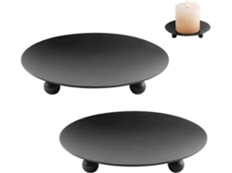 Omni portavasos de Vela Negros 2 Piezas para Decoración de Salón/comedor, Diseño Moderno Y Retro, Estable Y Práctico