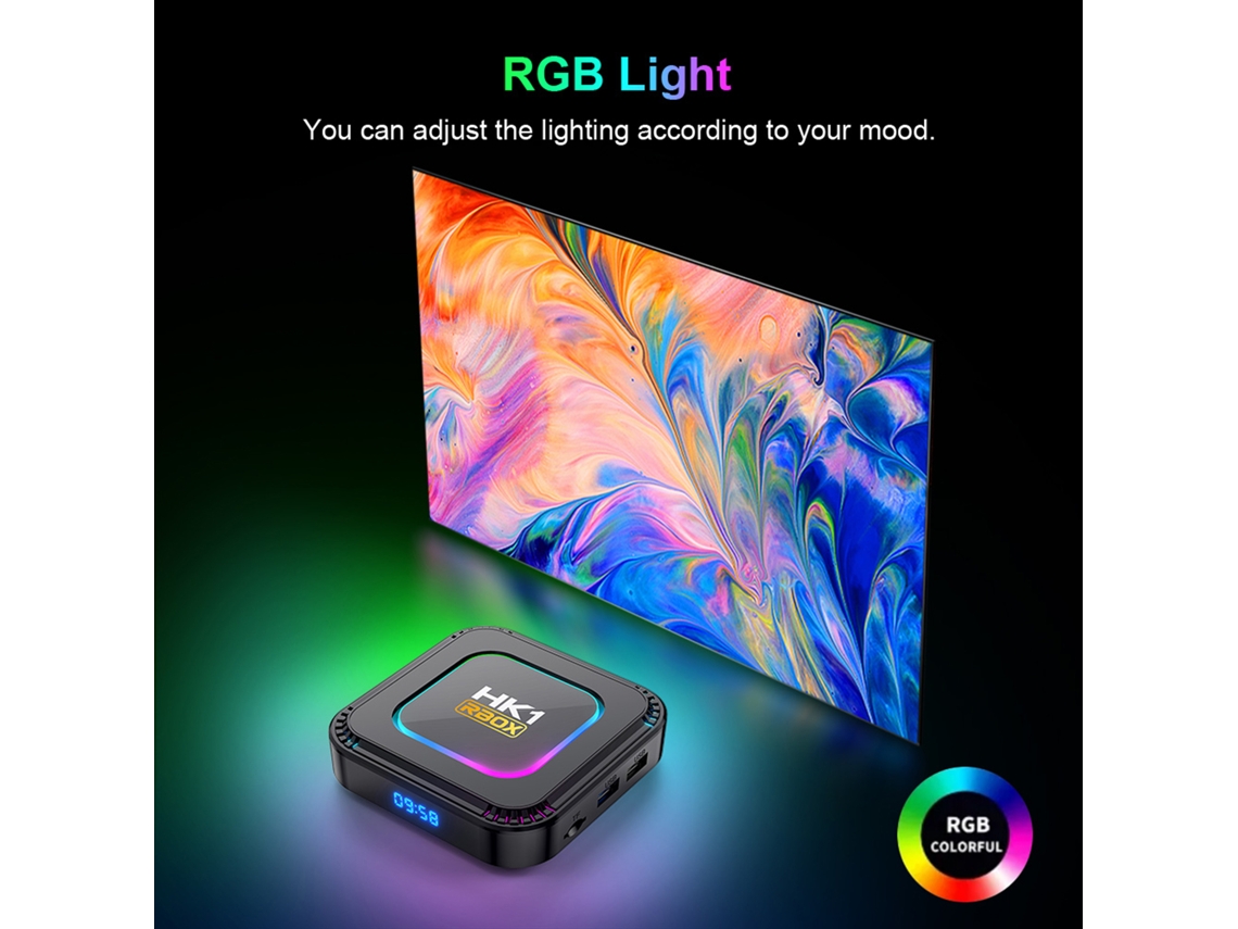 Smart Player Android 13 com WiFi 6 EOOCOO, Luz RGB