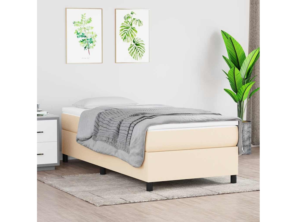Vidaxl Estrutura De Cama Com Molas 100x200 Cm Tecido Cor Creme