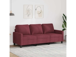 Vidaxl Sofá De 3 Lugares Tecido 180 Cm Vermelho Tinto