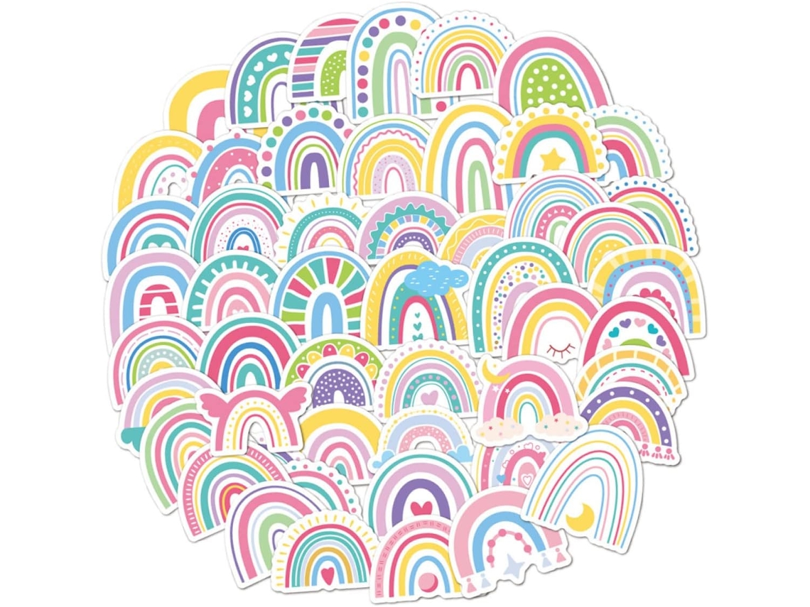 150 Adesivos Arco Íris Para Laptop, Mala, Garrafa De Água, Aniversário, Decoração De Álbuns De Recortes E Celulares 150 Adesivos Arco Í Gokoco