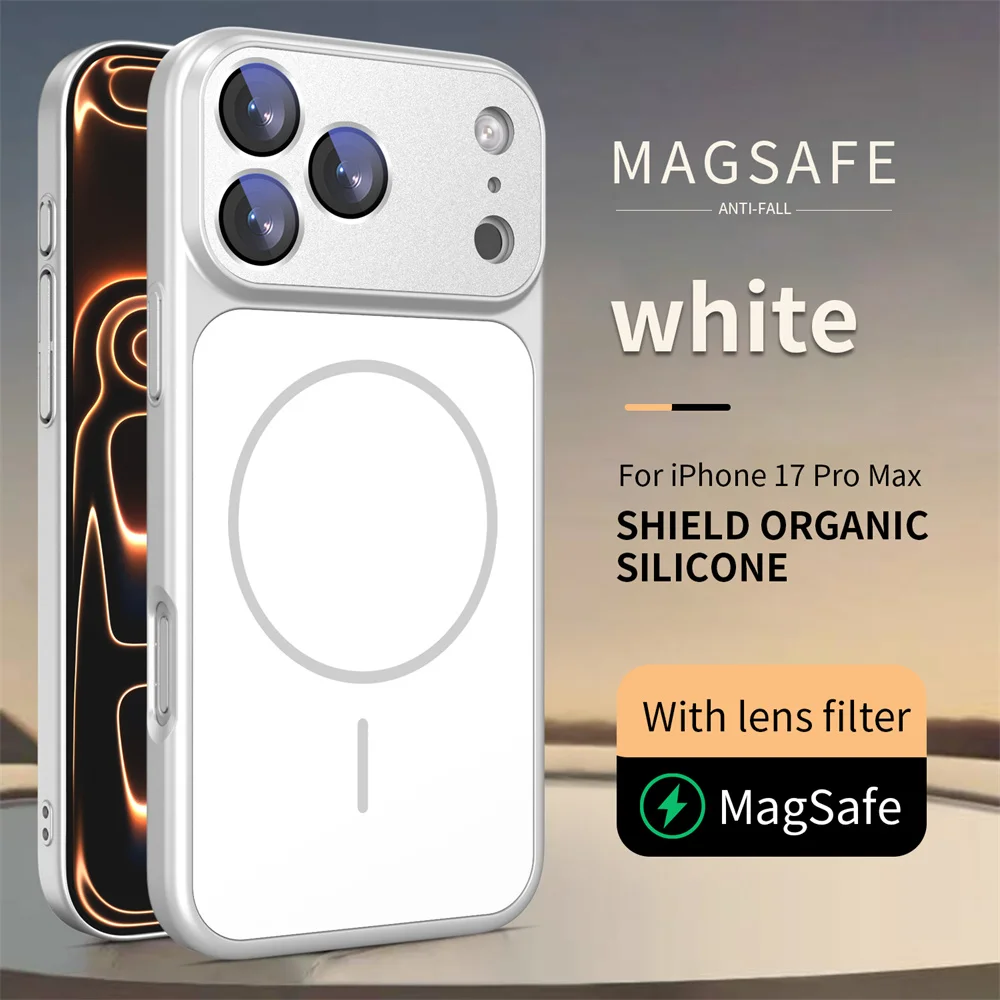 (iphone 15 Pro Max, Branco) Capa Para Iphone Com Suporte Magnético Magsafe, Resistente A Impactos E Com Proteção Em Silicone Líquido.